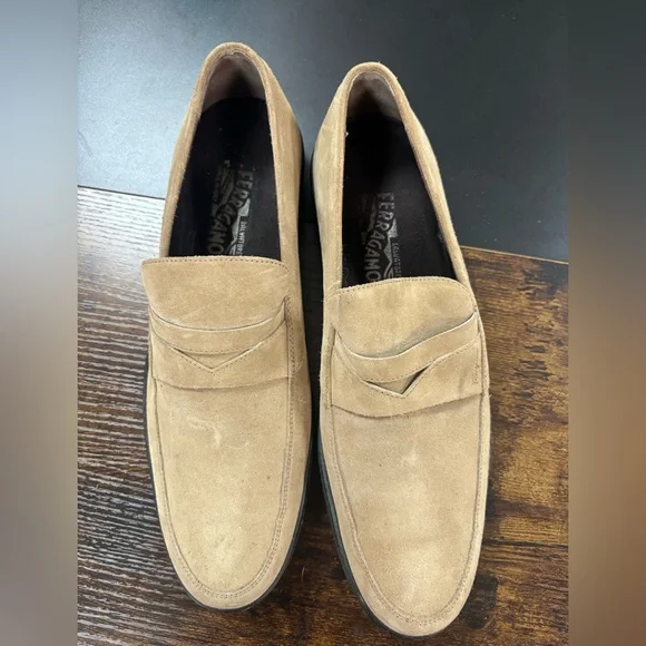 Salvatore Ferragamo Men's Light Brown Suede Loafers - Picture 1 of 3